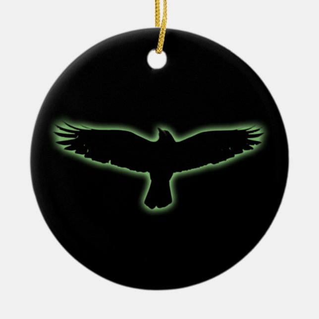 Raven Ceramic Tree Decoration (Front)