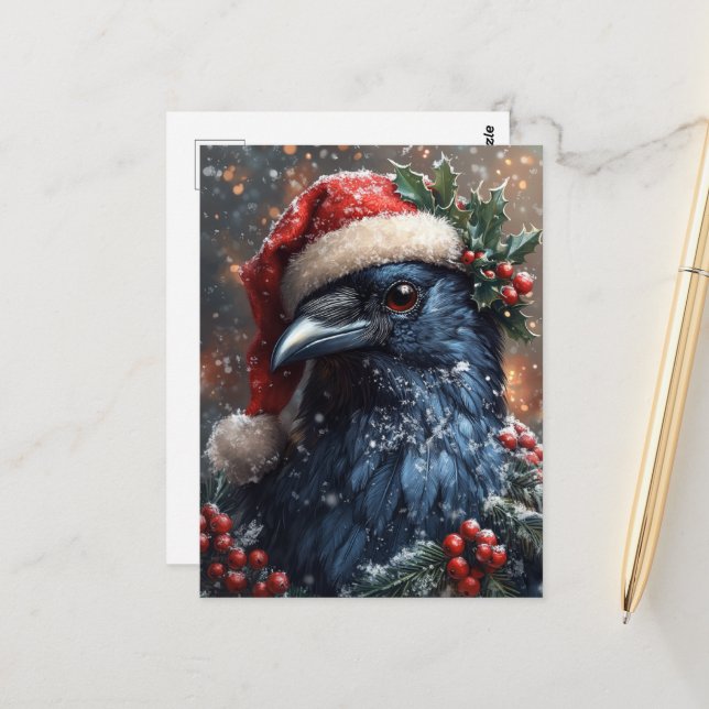 Raven Christmas Postcard (Front/Back In Situ)