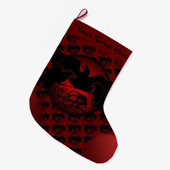 Raven Christmas Stocking Native Art Raven Stocking (Front (Hanging))