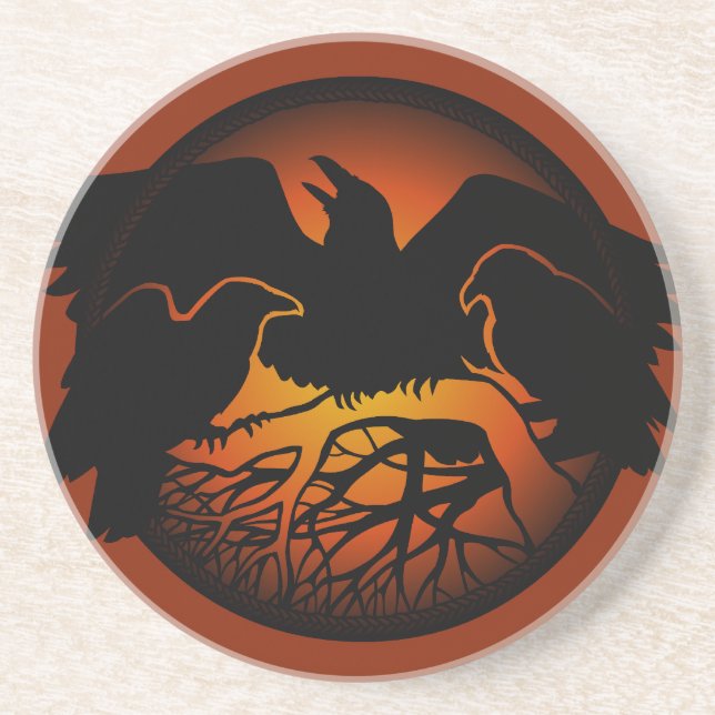 Raven Coaster Raven Decor Raven Crow Art Coasters (Front)