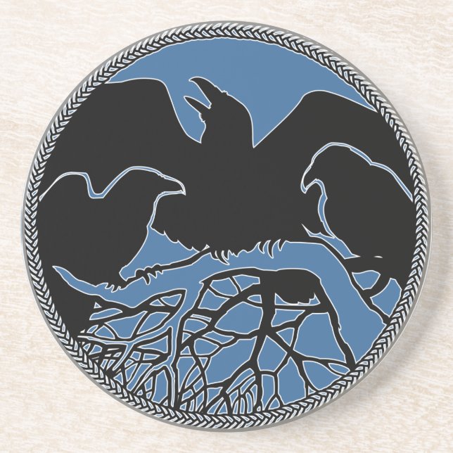 Raven Coaster Raven Gift Raven & Crow Art Decor (Front)