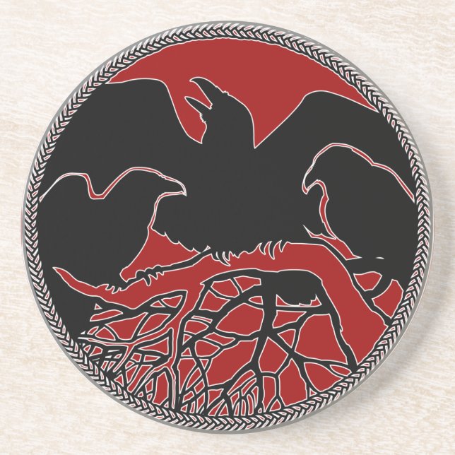 Raven Coaster Raven Gift Raven & Crow Art Decor (Front)