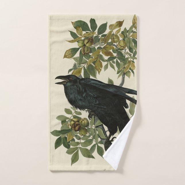 Raven (Common Raven) from Audubon Birds of America Bath Towel Set (Hand Towel)
