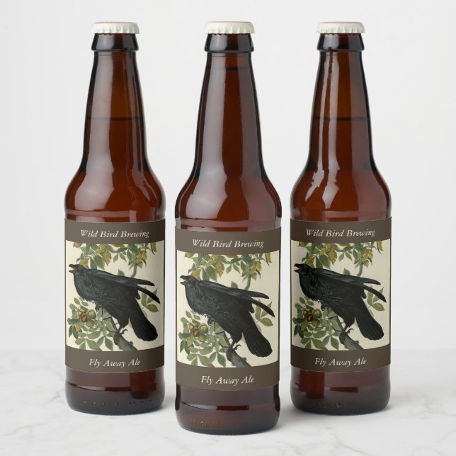 Raven (Common Raven) from Audubon Birds of America Beer Bottle Label (Bottles)