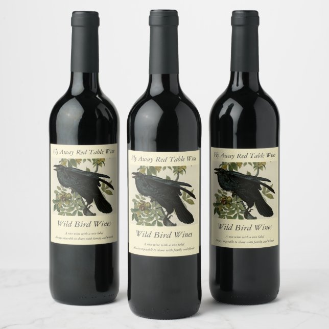 Raven (Common Raven) from Audubon Birds of America Wine Label (Bottles)