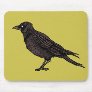 Raven Creepy Crow Bright Gothic Ink Art Mouse Mat