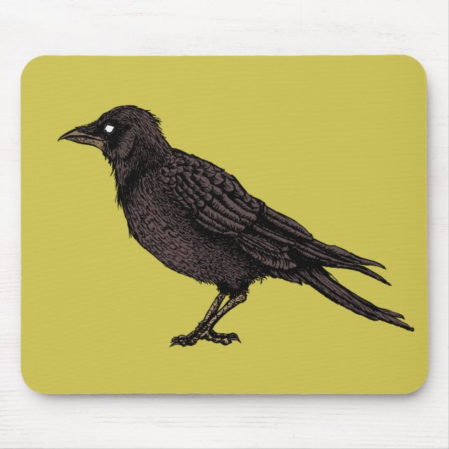 Raven Creepy Crow Bright Gothic Ink Art Mouse Mat (Front)