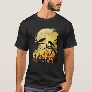Raven Crow Attempted Murder Retro Moon Wiccan Paga T-Shirt