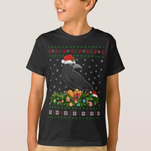 Raven Crow Bird Lover Xmas Santa Hat Ugly Crow Chr T-Shirt