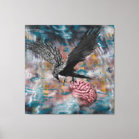 Raven Crow Black Bird Brain Abstract Surreal Art