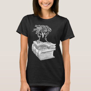 Raven Crow Book Aesthetic Dark Academia Bookworm T-Shirt