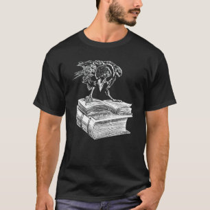 Raven Crow Book Aesthetic Dark Academia Bookworm T-Shirt