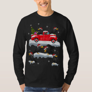 Raven Crow Driving Christmas Tree Red Truck Raven T-Shirt