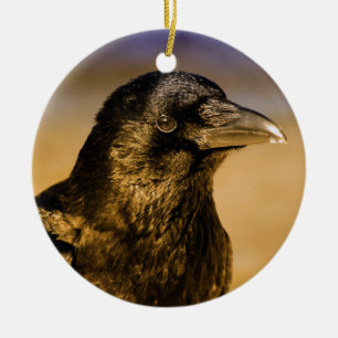 Raven Crow Gothic Fantasy Black Bird Nature Ceramic Tree Decoration