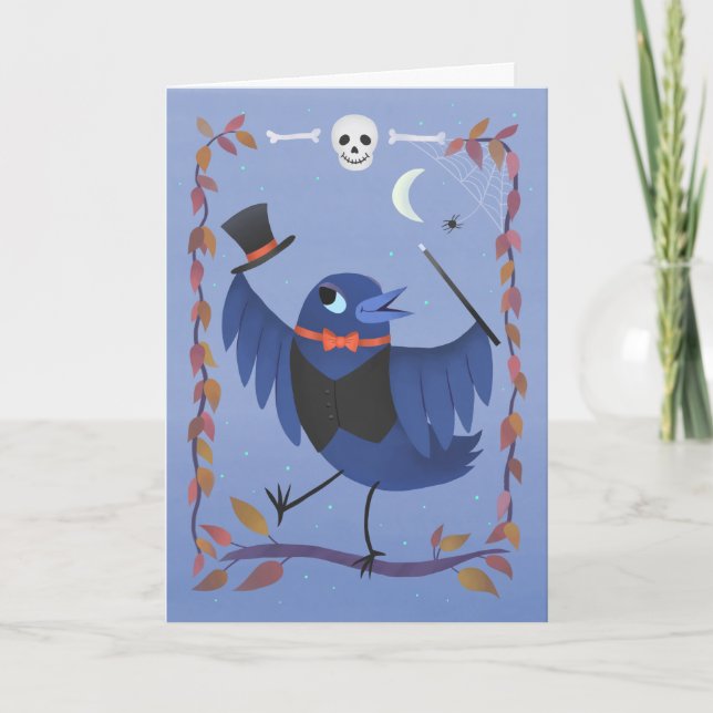 Raven Crow Halloween Birthday Card (Front)