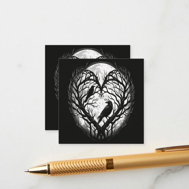 Raven Crow Heart Tree  Enclosure Card (Front/Back In Situ)