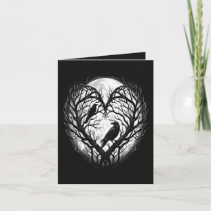 Raven Crow Heart Tree Holiday Card