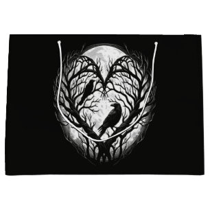 Raven Crow Heart Tree Large Gift Bag