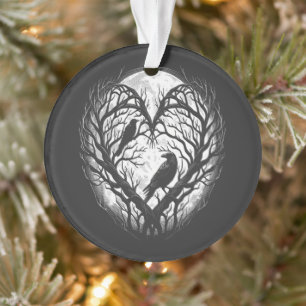 Raven Crow Heart Tree Ornament
