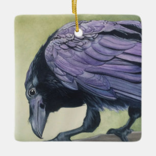 Raven Crow Lovers Ceramic Ornament