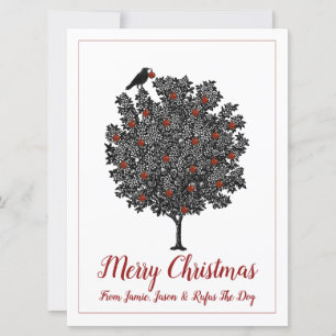 Raven Decorates Christmas Tree Holiday Card