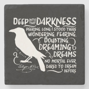 Raven (Deep Into That Darkness) by Edgar Allan Poe Stone Coaster