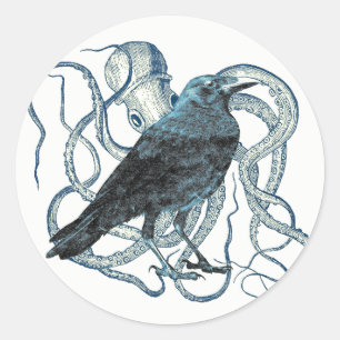Raven Entangled By Octopus Sticker