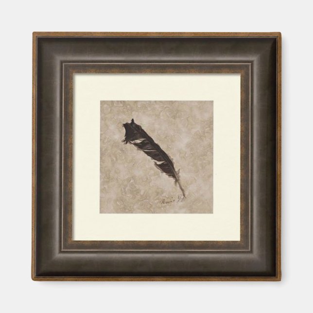 Raven Feather Crow & Bird-lover Framed Art Effect Magnet (Front)
