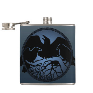 Raven Flask Custom Raven / Crow Art Drink Flask