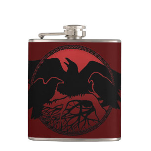 Raven Flask Custom Raven / Crow Art Drink Flask