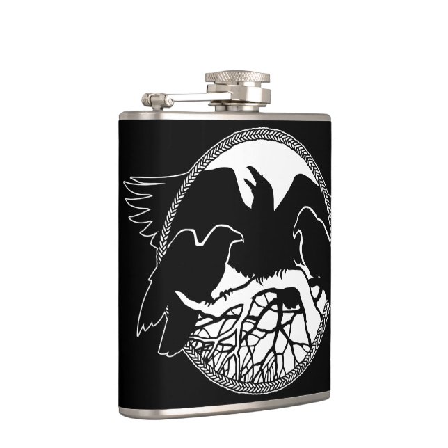 Raven Flask Custom Raven / Crow Art Drink Flask (Right)