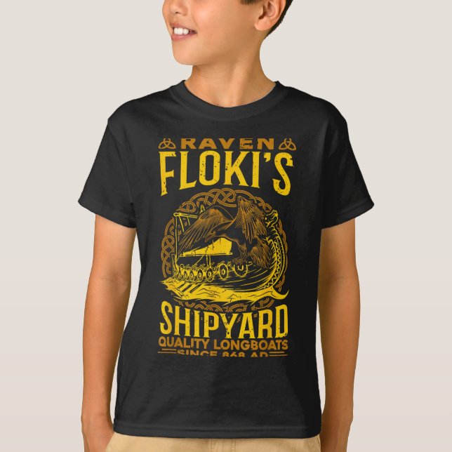 Raven Flokis Shipyard Nordic Mythology Viking  T-Shirt (Front)
