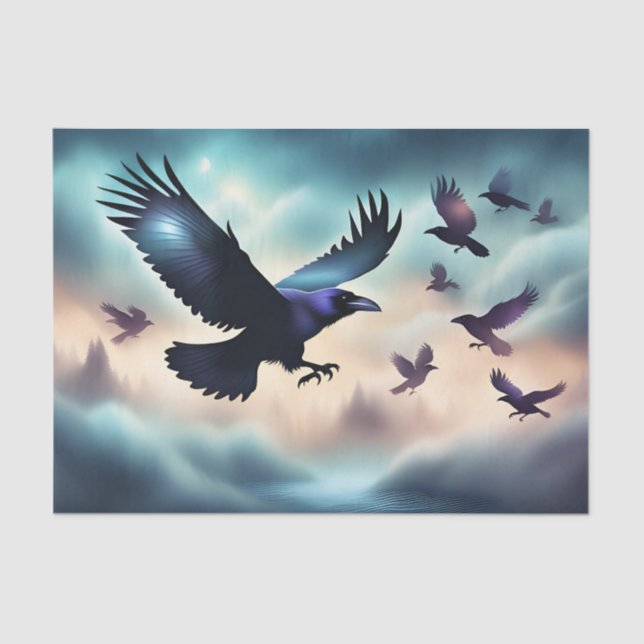 Raven flying storm Decouapge  Tissue Paper (Front)
