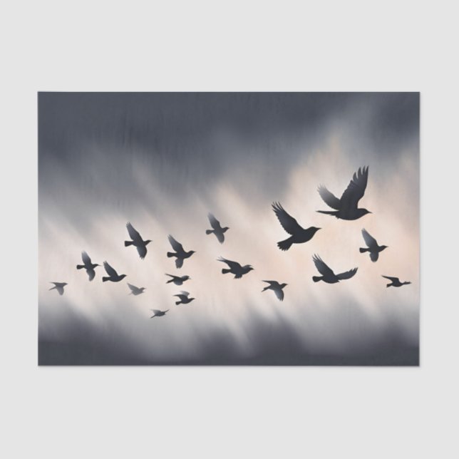 Raven flying storm Decouapge  Tissue Paper (Front)