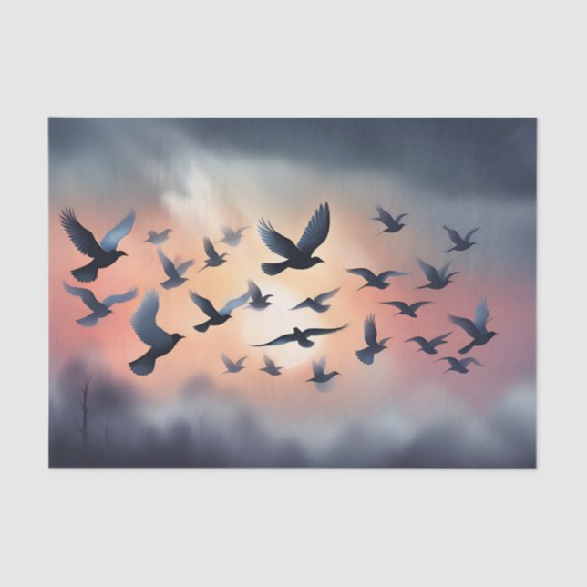 Raven flying storm Decouapge  Tissue Paper (Front)