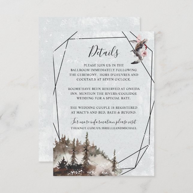Raven, Forest, and Crescent Moon Details Card (Front/Back)