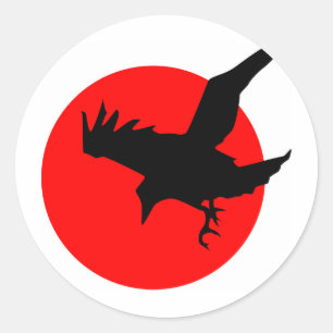 Raven full blood red moon Happy Halloween Classic Round Sticker