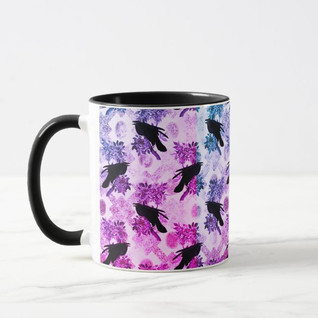 Raven Full Moon All Over Pattern Coffee Mug (Left)