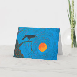 Raven & Full Moon Halloween Card