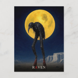 Raven Glowing Legs gothic Surreal Postcard