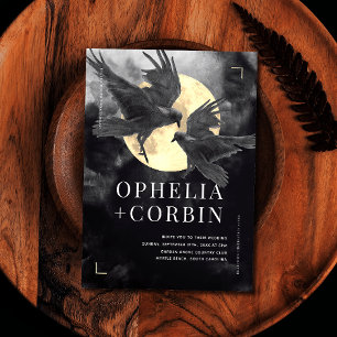 Raven & Golden Moon Gothic Wedding Invitation