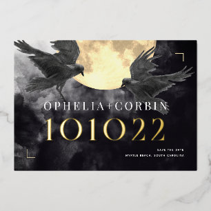 Raven & Golden Moon Gothic Wedding Save the Date