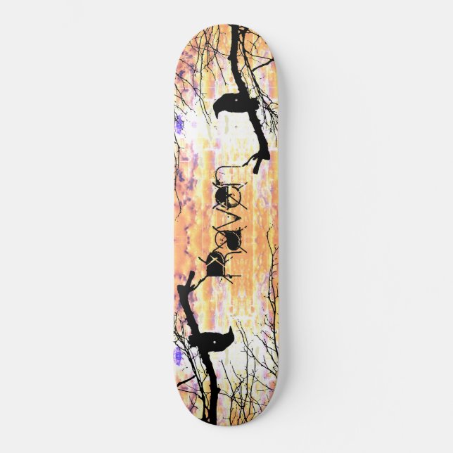 Raven & Golden Skies Skateboard (Front)
