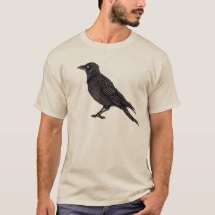 Raven Gothic Art Creepy Crow Ink Drawing T-Shirt