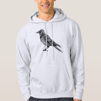 Raven Gothic Black And White Horror Ink Drawing Hoodie
