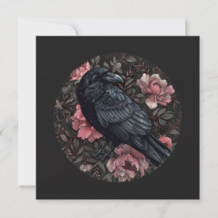 Raven gothic vintage flowers invitation