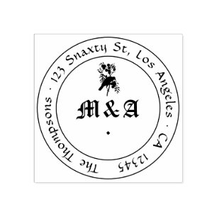 Raven Gothic Wedding Monogram Rubber Stamp