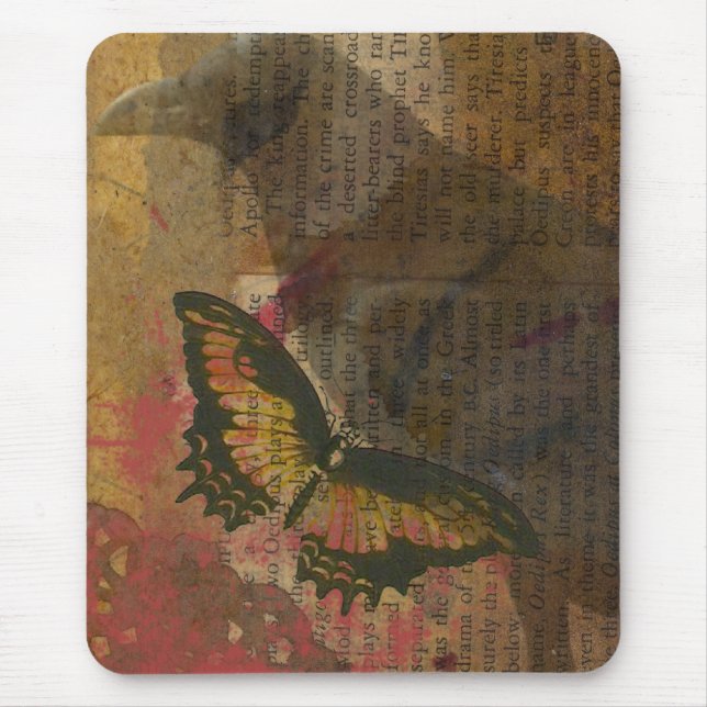 Raven Grunge Collage Mouse Mat (Front)