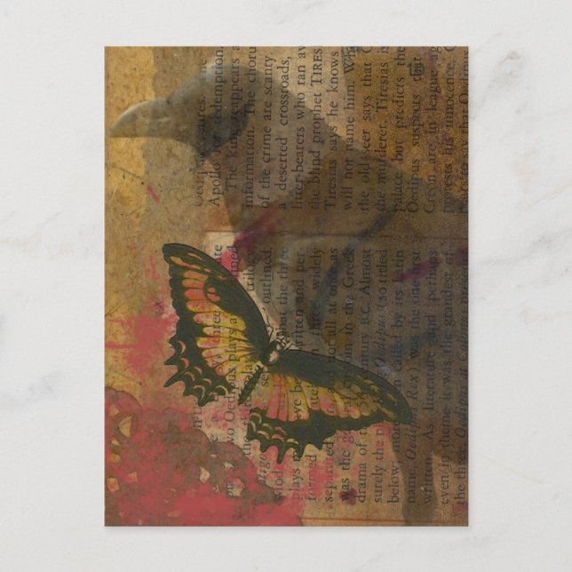 Raven Grunge Collage Postcard (Front)
