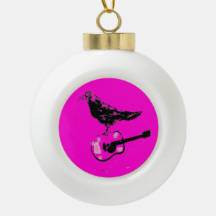 raven guitar song ceramic ball christmas ornament
